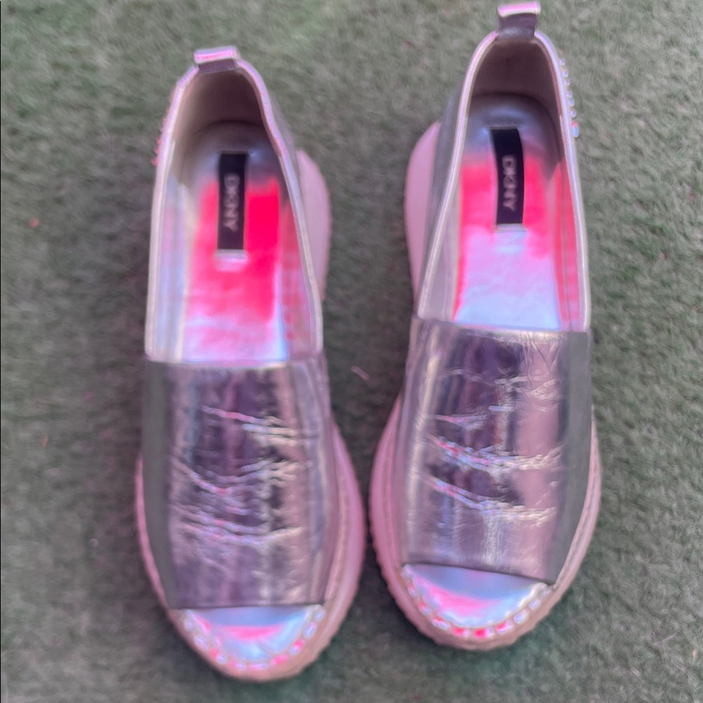 DKNY Metallic Silver Women's Loafers